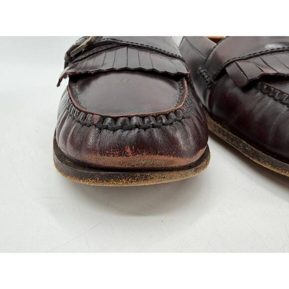 Cole Haan Men\'s Burgundy Leather Kiltie Fringe Buckle Loafers Dress Shoes 11 D main image 10